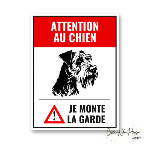 Plaque de portail Airedale panneau Attention au chien je monte la garde