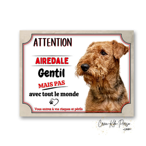 Plaque de portail Airedale gentil