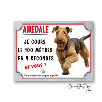 Plaque de portail Airedale cours le 100 mètres
