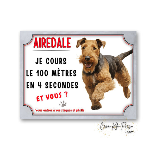 Plaque de portail Airedale cours le 100 mètres