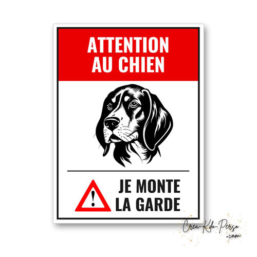 Plaque Attention au chien Beagle panneau de portail je monte la garde 