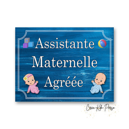 Plaque Assistante Maternelle agréée personnalisée panneau assmat