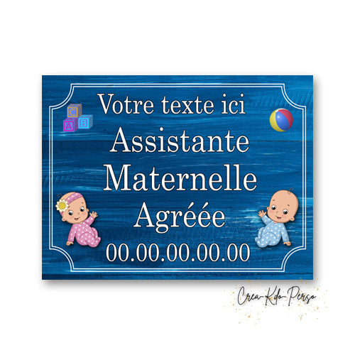 Plaque Assistante Maternelle agréée personnalisée panneau assmat