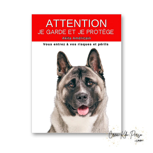 plaque panneau attention au chien je  garde et je protège personnalisable