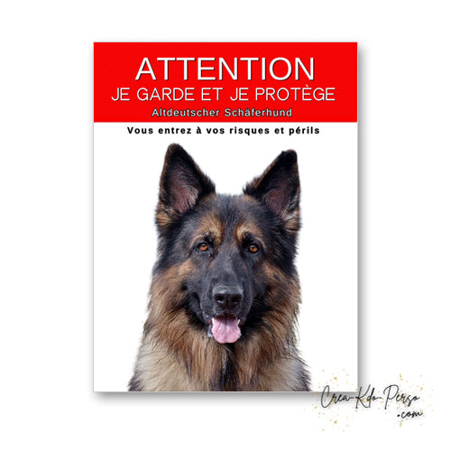 plaque panneau attention au chien je  garde et je protège personnalisable