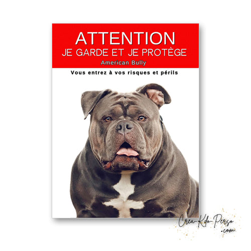 plaque panneau attention au chien je  garde et je protège personnalisable