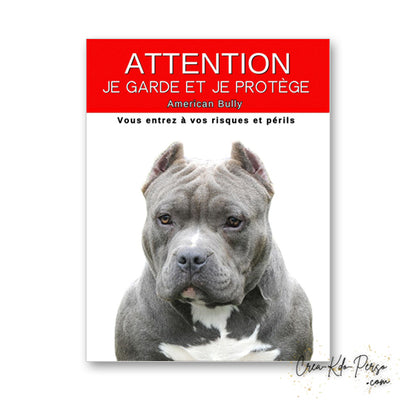 plaque panneau attention au chien je  garde et je protège personnalisable