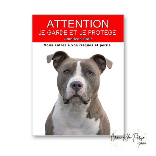 plaque panneau attention au chien je  garde et je protège personnalisable