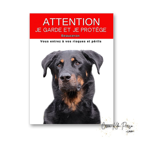 plaque panneau attention au chien je  garde et je protège personnalisable