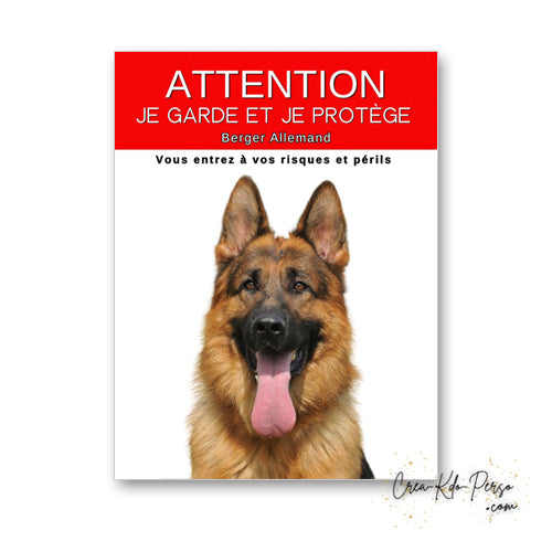 plaque panneau attention au chien je  garde et je protège personnalisable