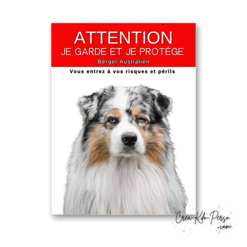 plaque panneau attention au chien je  garde et je protège personnalisable