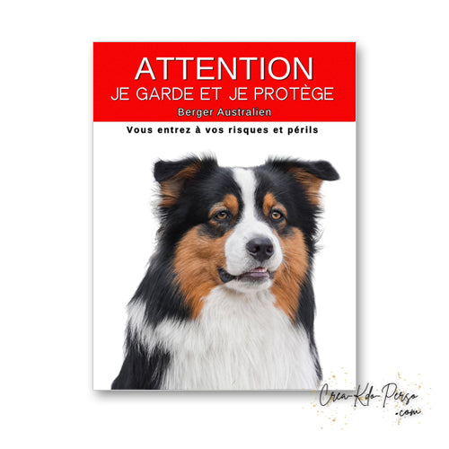 plaque panneau attention au chien je  garde et je protège personnalisable