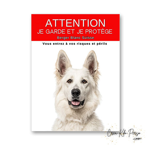 plaque panneau attention au chien je  garde et je protège personnalisable