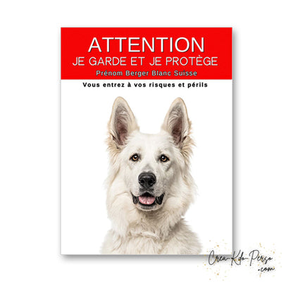 plaque panneau attention au chien je  garde et je protège personnalisable