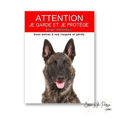 plaque panneau attention au chien je  garde et je protège personnalisable