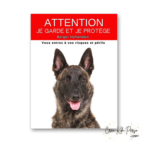 plaque panneau attention au chien je  garde et je protège personnalisable