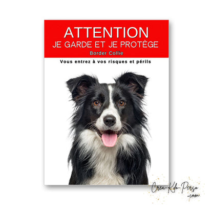 plaque panneau attention au chien je  garde et je protège personnalisable