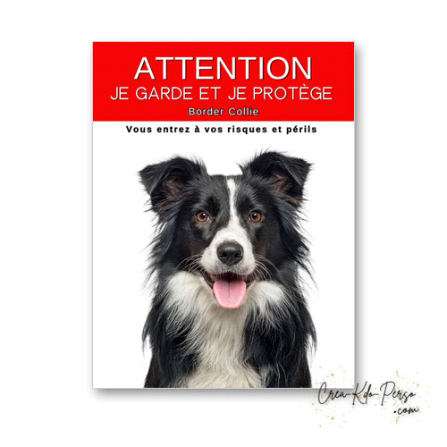 plaque panneau attention au chien je  garde et je protège personnalisable