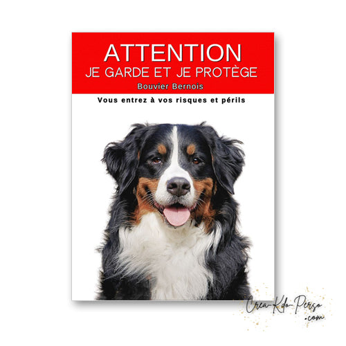 plaque panneau attention au chien je  garde et je protège personnalisable