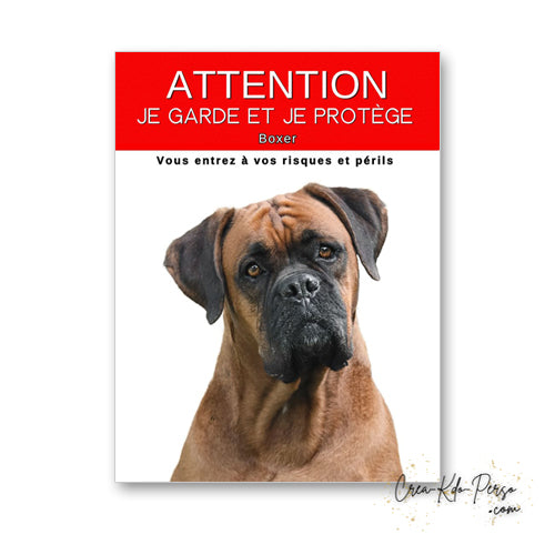 plaque panneau attention au chien je  garde et je protège personnalisable