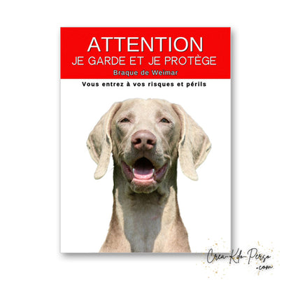 plaque panneau attention au chien je  garde et je protège personnalisable