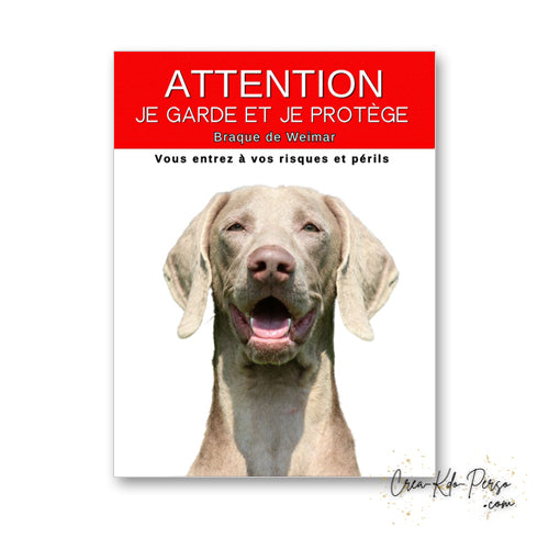 plaque panneau attention au chien je  garde et je protège personnalisable