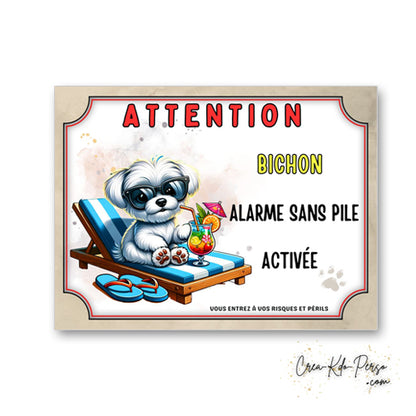plaque attention au chien panneau de portail humour  alarme sans pile 