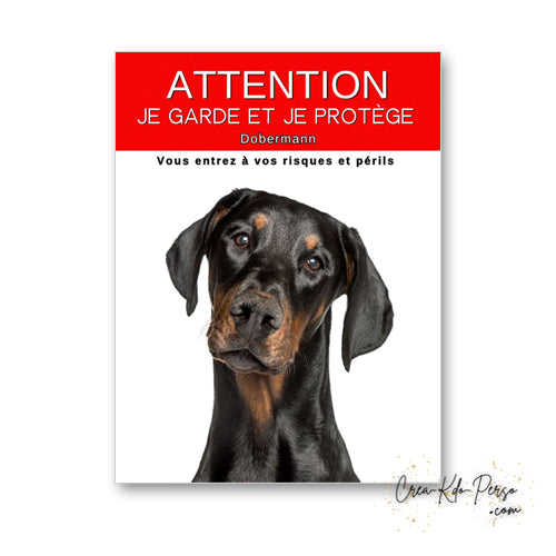 plaque panneau attention au chien je  garde et je protège personnalisable