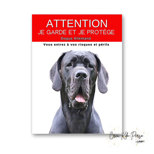 plaque panneau attention au chien je  garde et je protège personnalisable