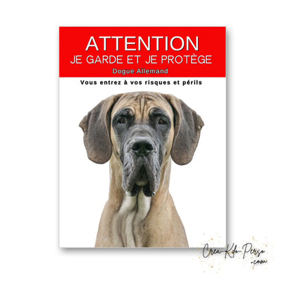plaque panneau attention au chien je  garde et je protège personnalisable