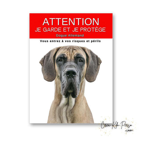 plaque panneau attention au chien je  garde et je protège personnalisable