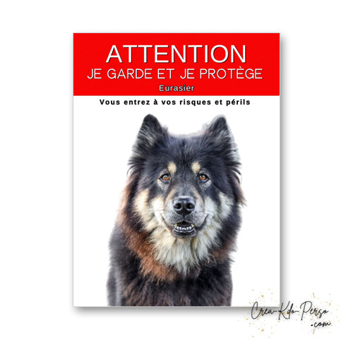 plaque panneau attention au chien je  garde et je protège personnalisable