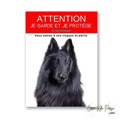 plaque panneau attention au chien je  garde et je protège personnalisable