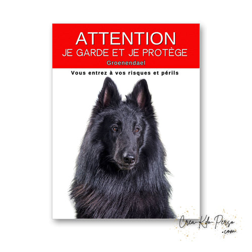 plaque panneau attention au chien je  garde et je protège personnalisable