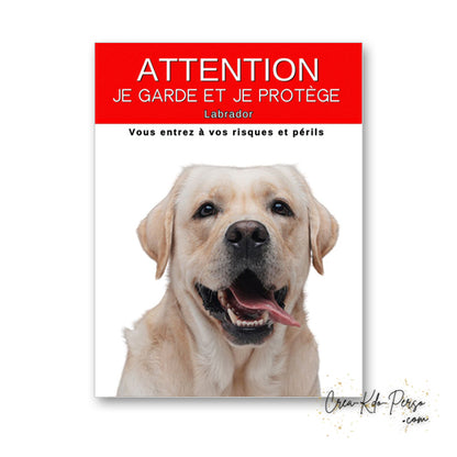 plaque panneau attention au chien je  garde et je protège personnalisable