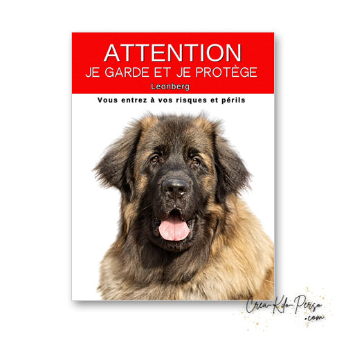 plaque panneau attention au chien je  garde et je protège personnalisable