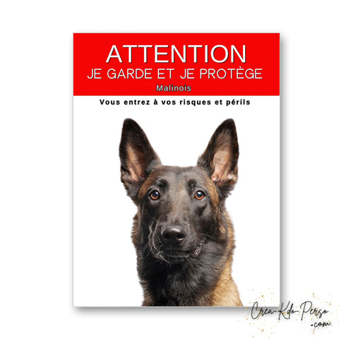 plaque panneau attention au chien je  garde et je protège personnalisable