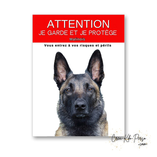 plaque panneau attention au chien je  garde et je protège personnalisable
