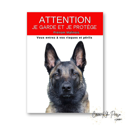 plaque panneau attention au chien je  garde et je protège personnalisable