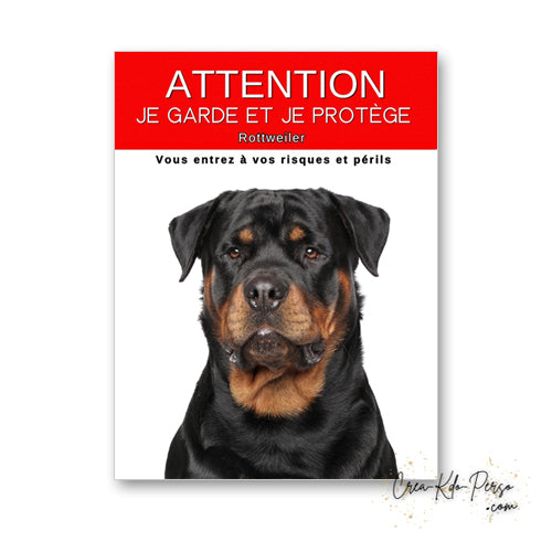 plaque panneau attention au chien je  garde et je protège personnalisable
