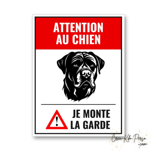 Plaque Attention au chien Rottweiler panneau de portail je monte la garde