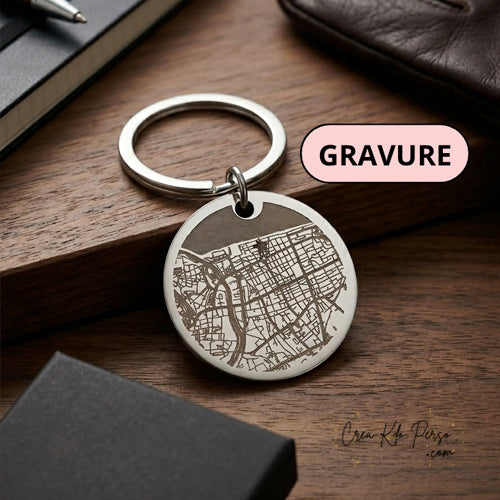 Porte-Clé Map Personnalisé – Tout a commencé ici 📍- quartier d'enfance