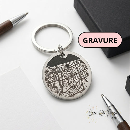 Porte-Clé Map Personnalisé – Tout a commencé ici 📍- quartier d'enfance