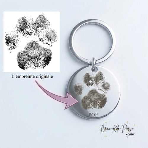 Porte-clés-personnalisé-gravure-empreinte-patte-chien-chat