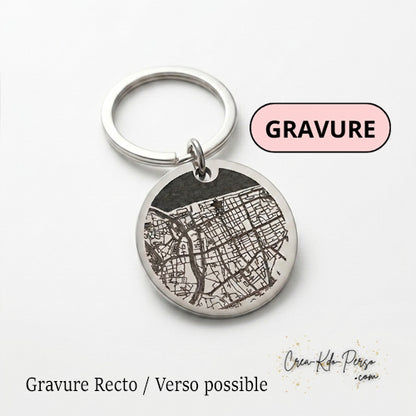Porte-Clé Map Personnalisé – Tout a commencé ici 📍- quartier d'enfance