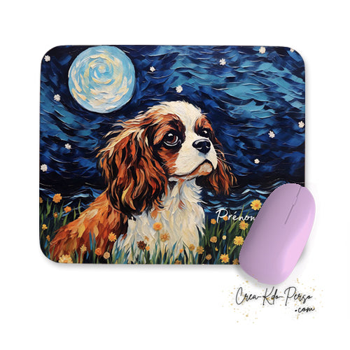 tapis de souris cavalier king charles style peinture à l'huile personnalisé 