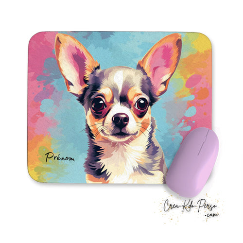 tapis de souris chihuahua color pop art pastel personnalisé 