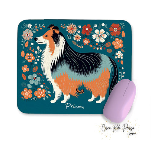 tapis de souris colley dessin floral personnalisé 