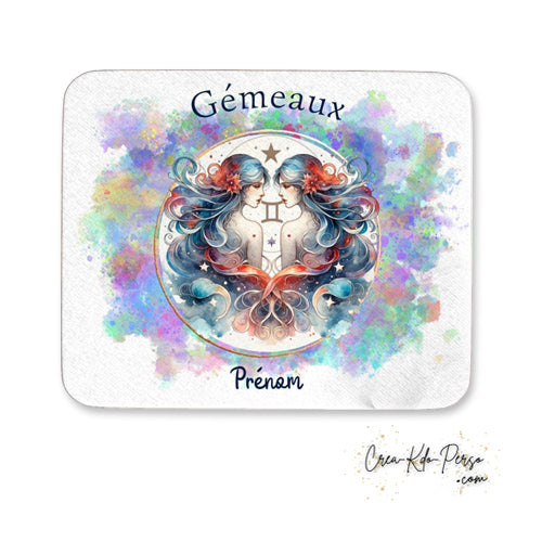 Tapis de souris personnalisé signe astrologique Gémeaux horoscope zodiaque