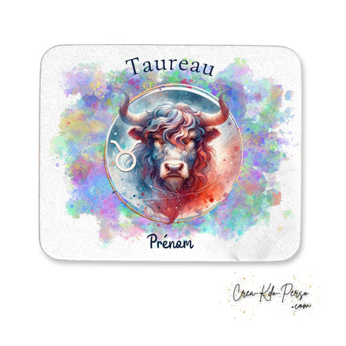 Tapis de souris personnalisé signe astrologique Taureau horoscope zodiaque